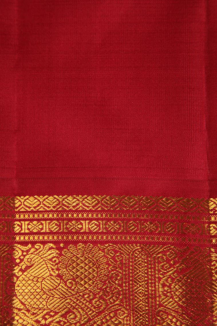 Ivory White Kanchipuram Silk Sarees with Gold Zari Peacock Motifs view 3