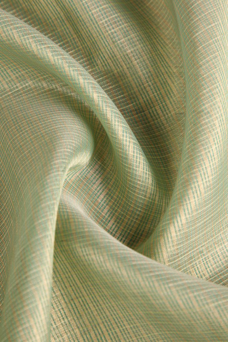 Pistachio Green Tissue Silk Sarees with Gold Zari Plain view 4