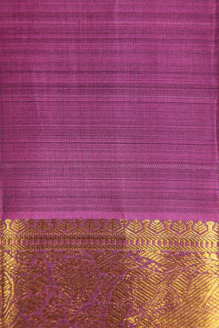 Bottle Green Kanchipuram Silk Sarees with Gold Zari Peacock Motifs view 3