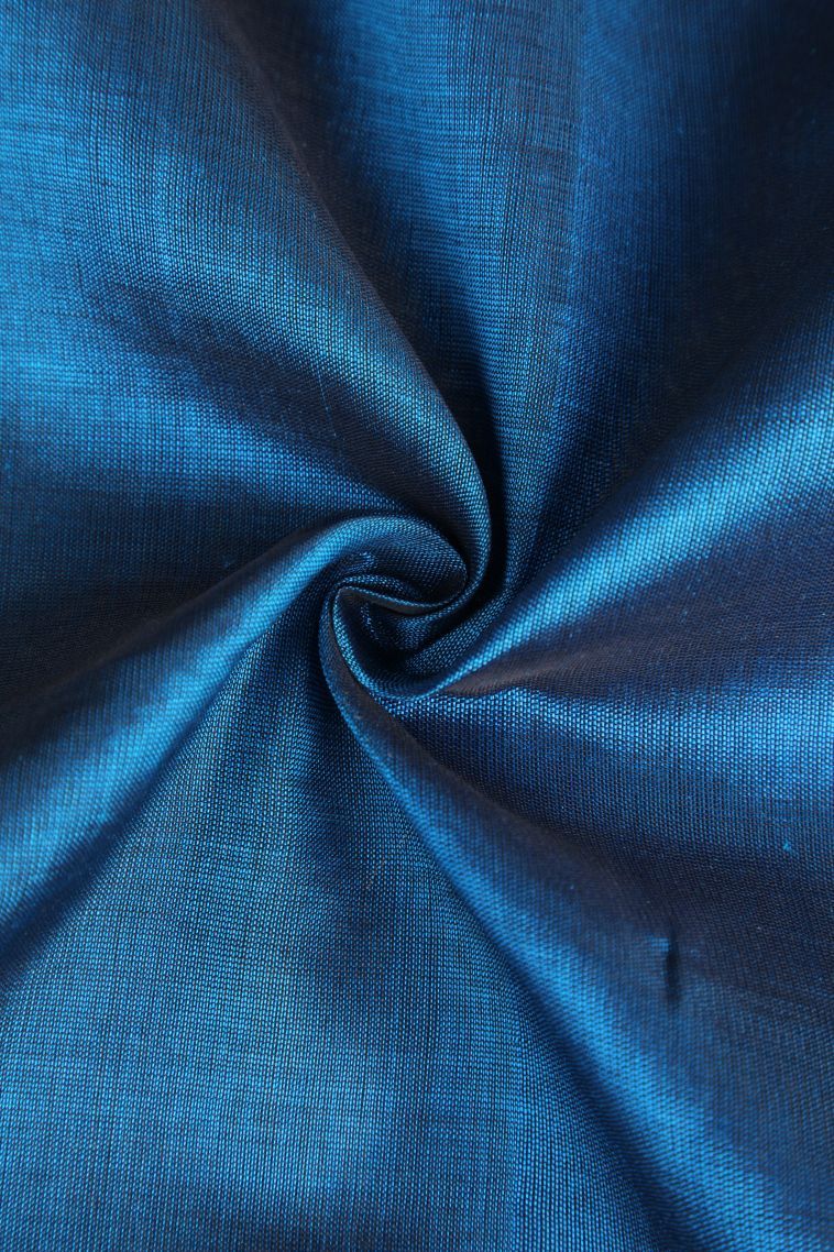 Cerulean Blue Silk Cotton with Gold Zari Buttis (small Dots Or Motifs) view 4
