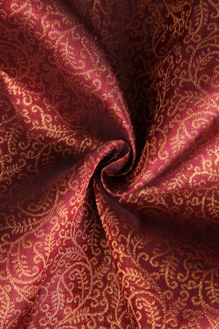 Bindi Red Kanchipuram Silk Sarees with Gold Zari Floral Patterns view 4