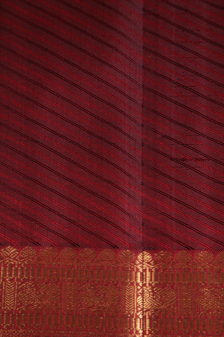 Bindi Red Kanchipuram Silk Sarees with Gold Zari Floral Patterns view 3