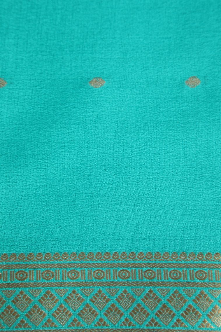 Magenta  Pink Mysore Silk with Gold Zari Buttis (small Dots Or Motifs) view 3