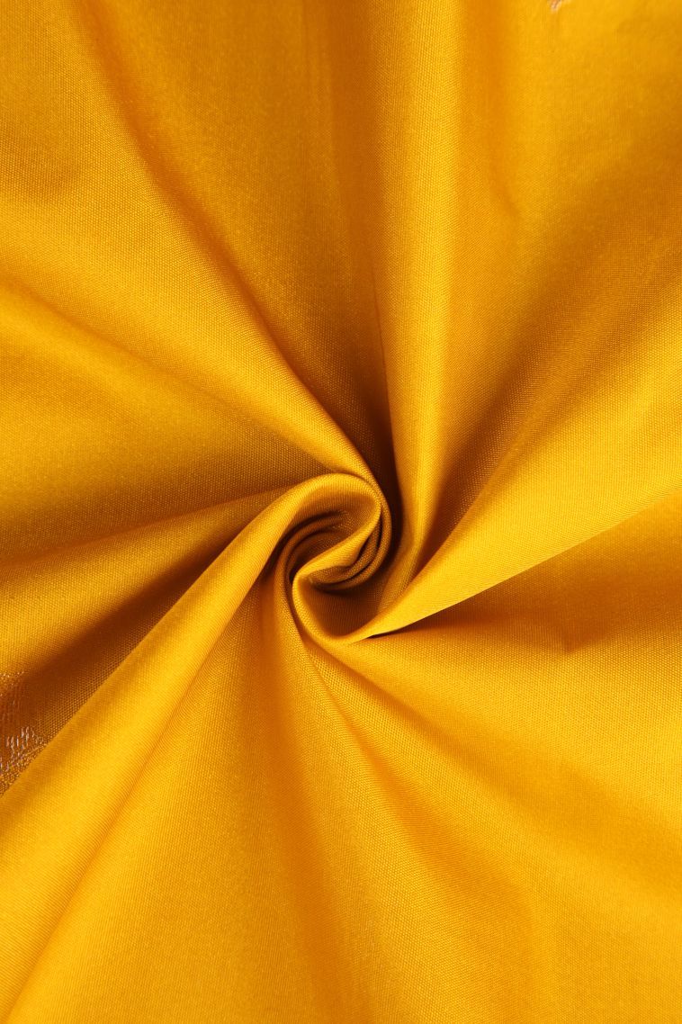 Merigold Orange Apoorva Silk Sarees with Copper Zari Floral Puttas view 4