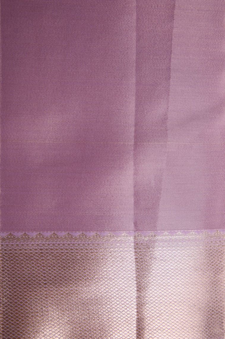 Periwinkle Purple Tissue Silk Sarees with Gold Zari Floral Patterns view 3
