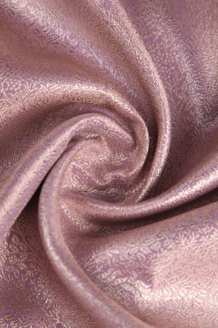Periwinkle Purple Tissue Silk Sarees with Gold Zari Floral Patterns view 4