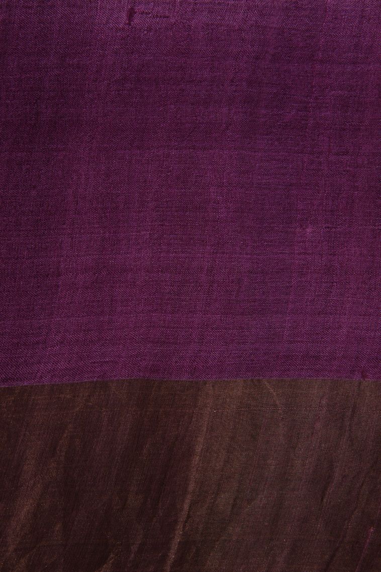 Mauve Purple Tussar Saree with Gold Zari Geometric Shapes view 3