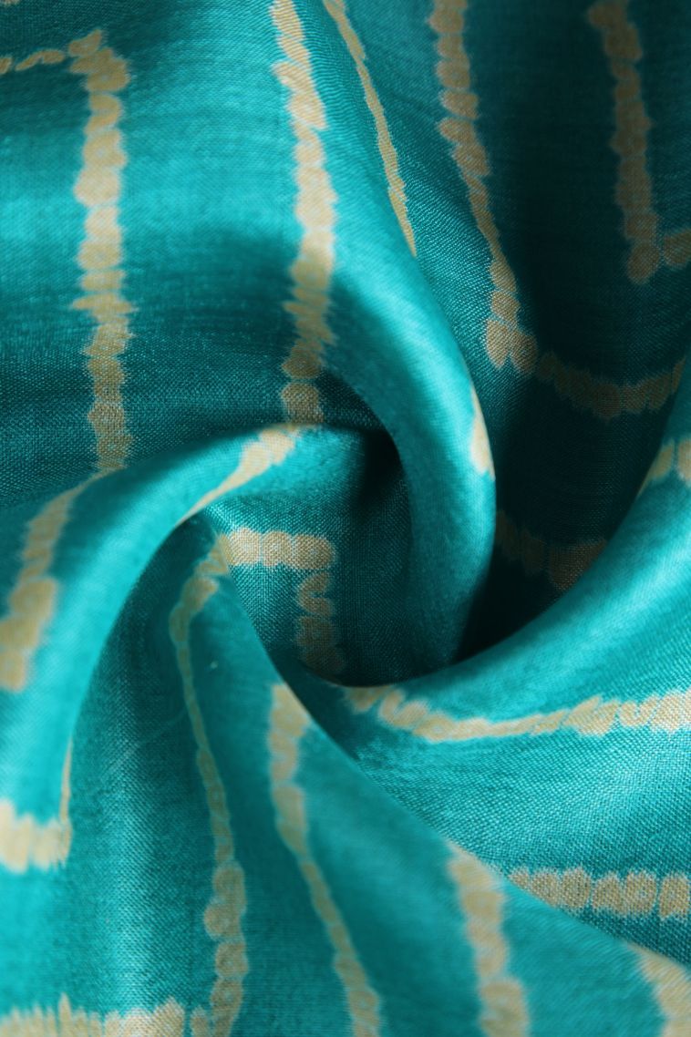 Sapphire Blue Tussar Saree with Gold Zari Geometric Shapes view 4