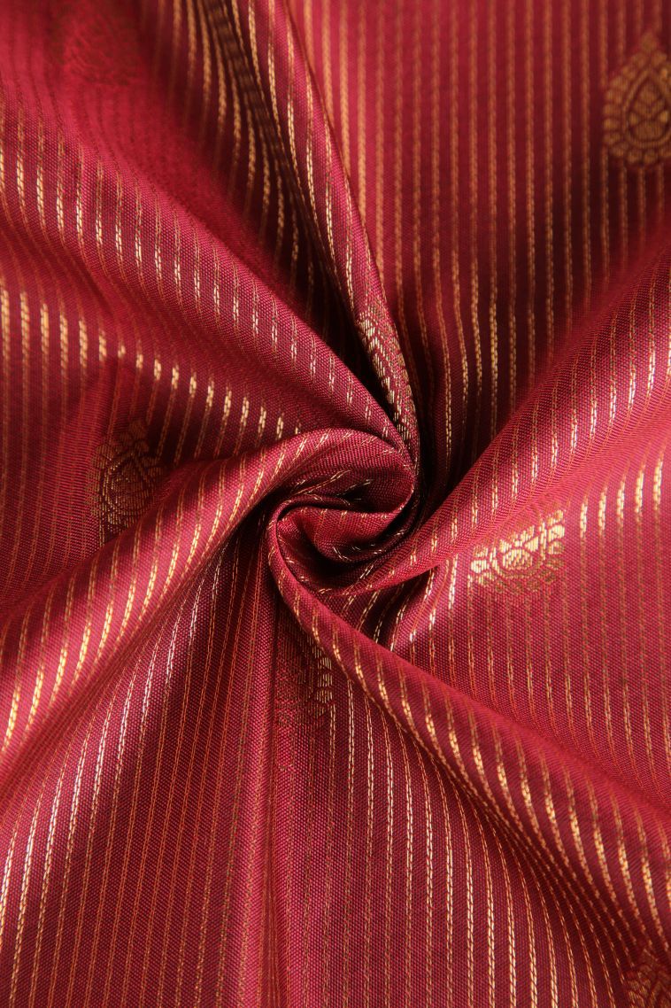 Currant Red Apoorva Silk Sarees with Gold Zari Thilagam Puttas view 4
