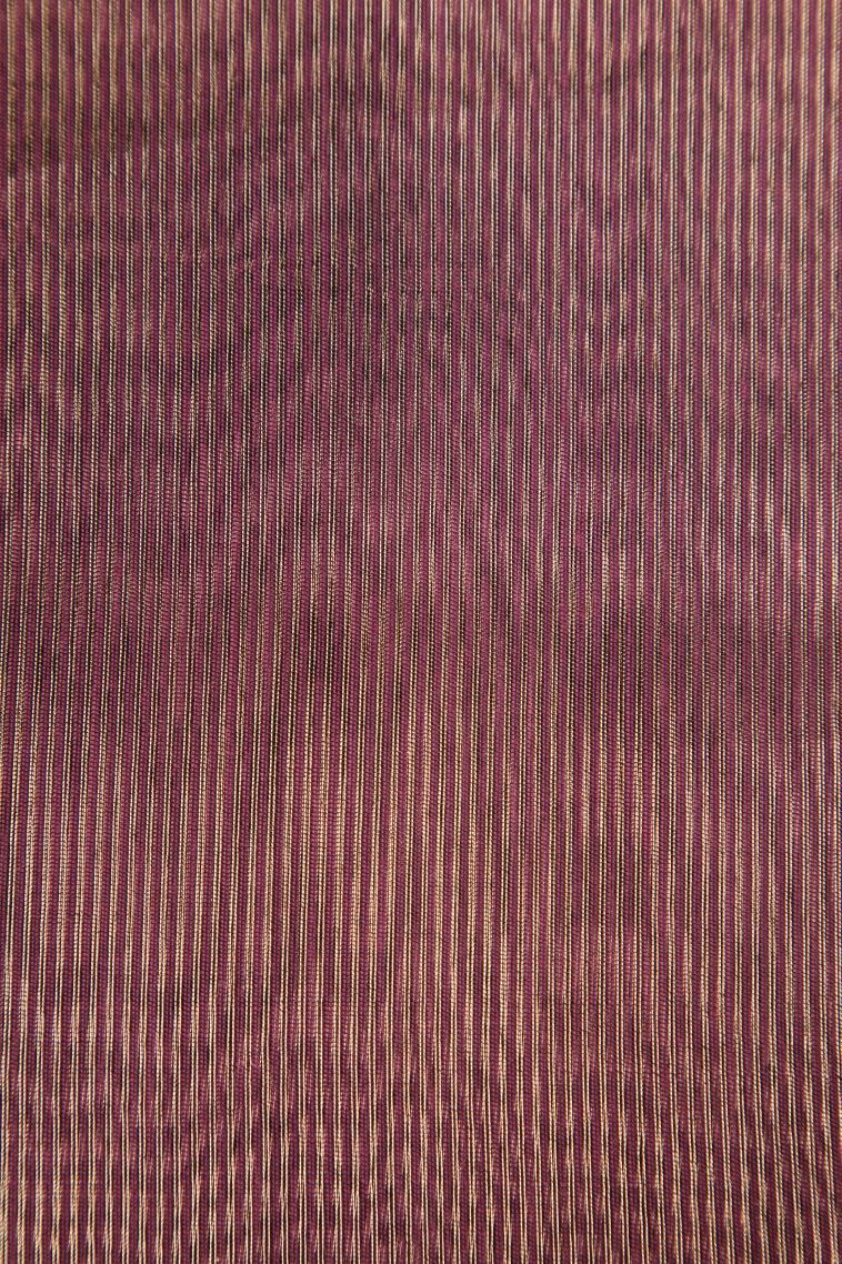 Bosenberry Purple Semi Tussar Silk with Gold Zari Stripes view 3