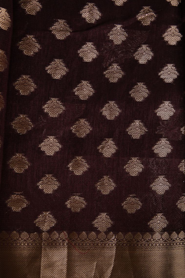 Sangria Purple Banaras Sarees with Gold Zari Birds Mottif view 3