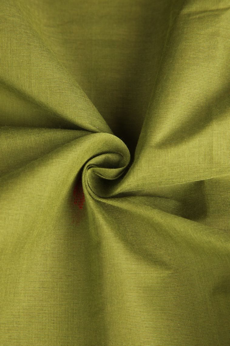 Basil Green Chettinad Cotton Sarees with Gold Zari Buttis (small Dots Or Motifs) view 4