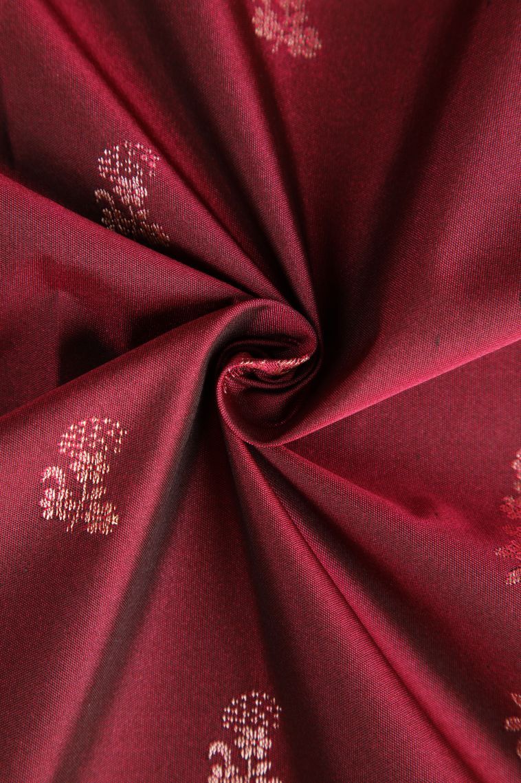 Jam  Red Apoorva Silk Sarees with Copper Zari Floral Patterns view 4