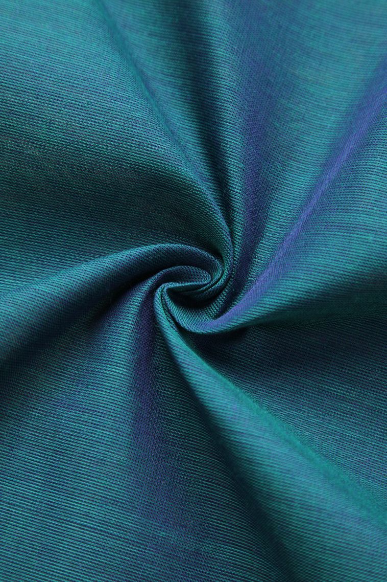 Ocean Blue Chettinad Cotton Sarees with Gold Zari Plain view 4