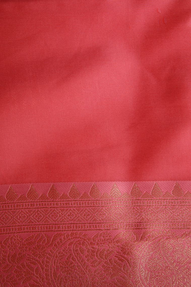 Candy Red Apoorva Silk Sarees with Gold Zari Kodi Pattern view 3