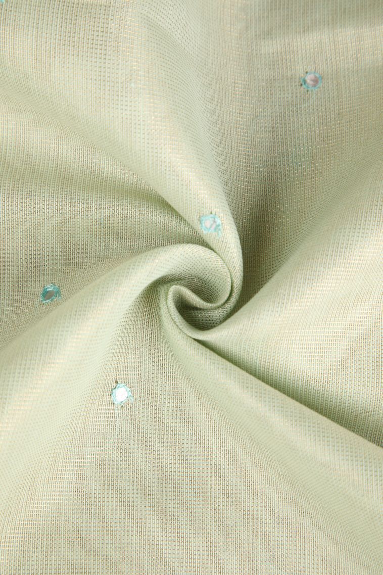 Mint Green Tissue Silk Sarees with Without Zari Zari Plain view 4