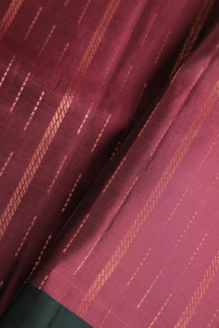 Jam Purple Soft Silk Saree with Copper Zari Rain Drops Mottif view 4