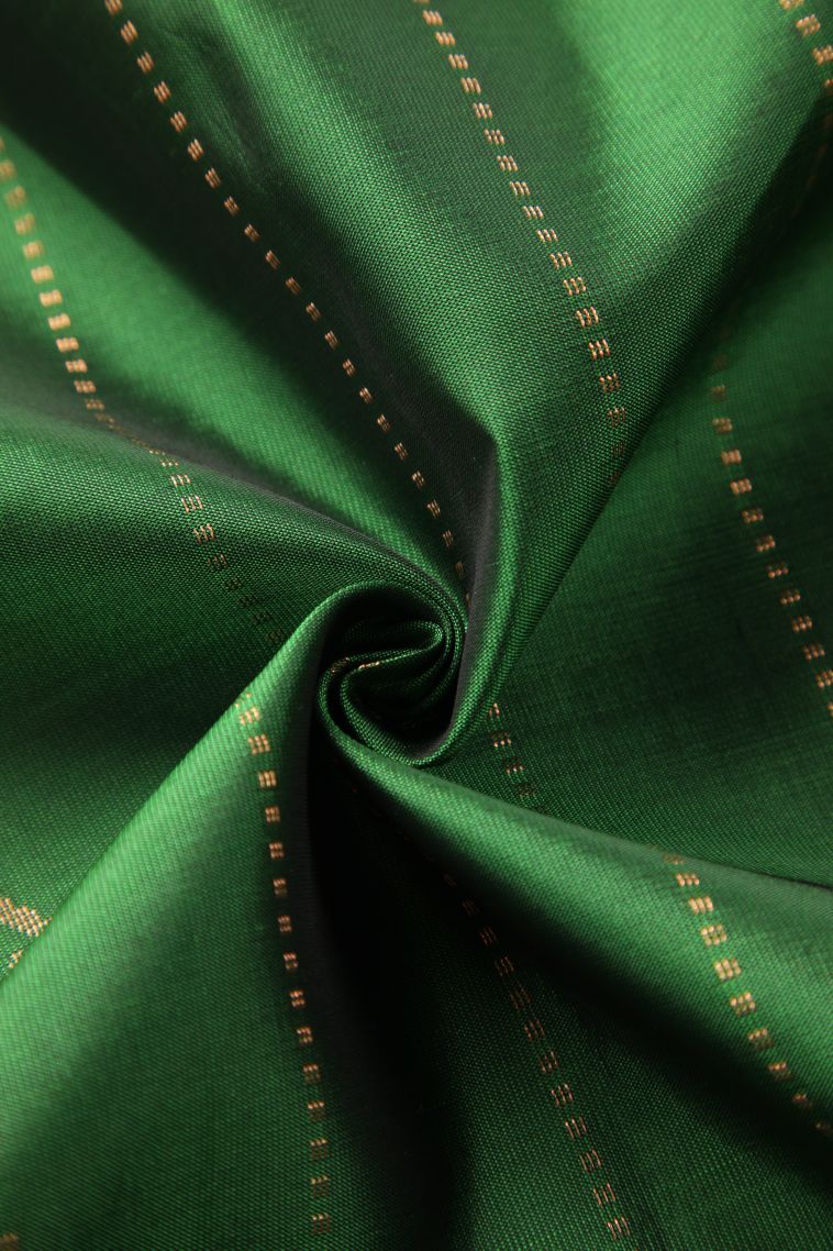 Basil Green Soft Silk Saree with Copper Zari Geometric Shapes view 4