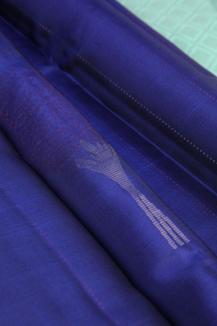 Azure Blue Soft Silk Saree with Gold And Silver Zari Straipes And Puttas view 4