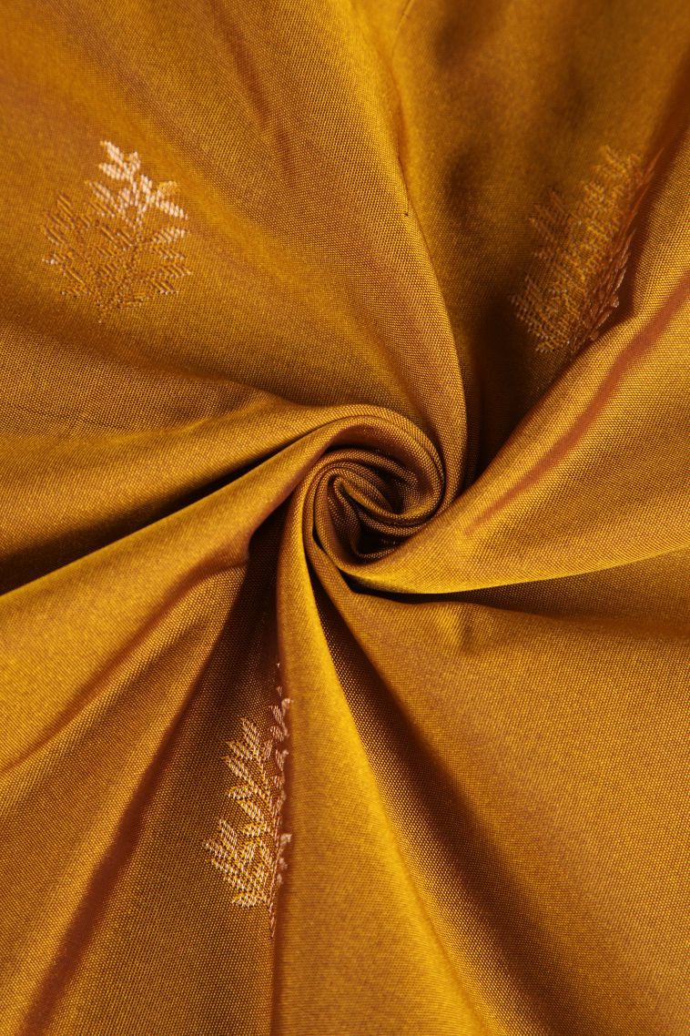 Tawny Brown Apoorva Silk Sarees with Gold Zari Floral Puttas view 4