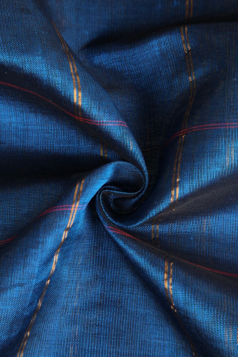 Aegean Blue Silk Cotton with Gold Zari Buttis (small Dots Or Motifs) view 4