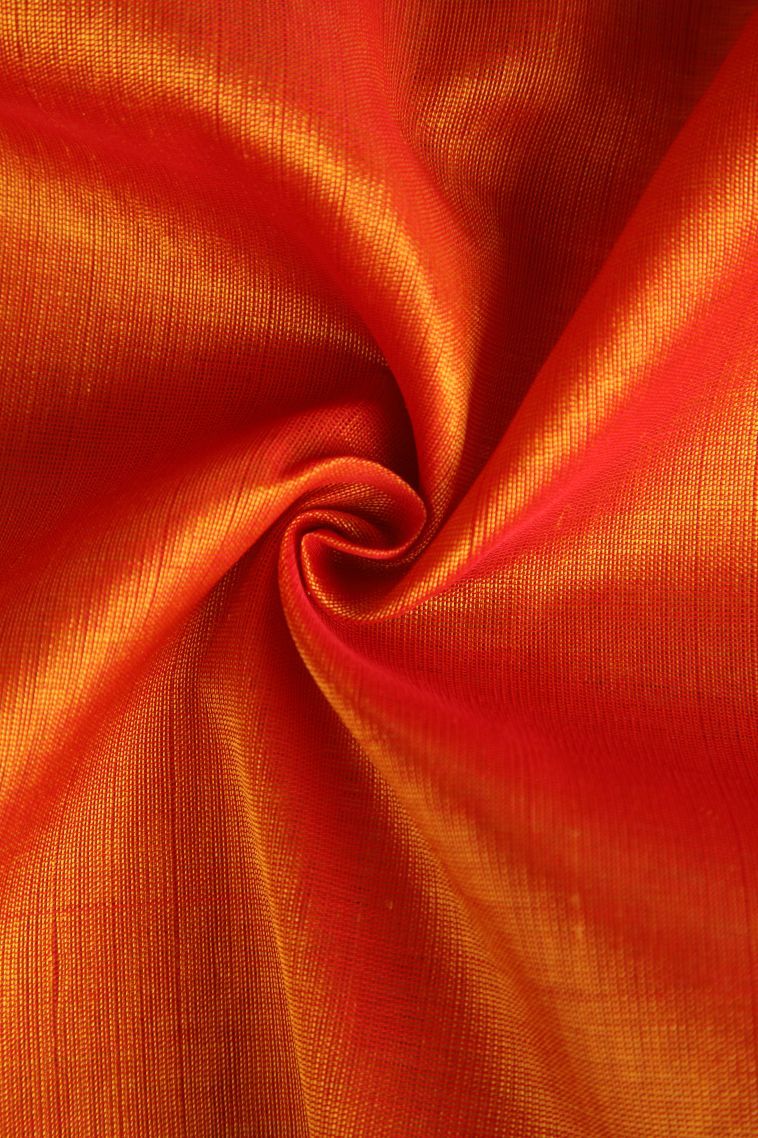 Sandstone Orange Silk Cotton with Gold Zari Plain view 4