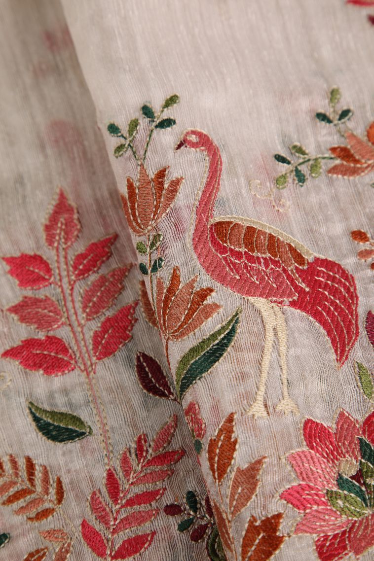 Cotton White Jute Sarees with Without Zari Zari Floral Puttas view 4