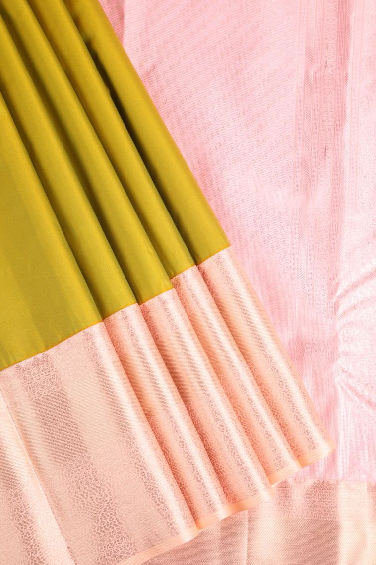 Biscotti Yellow Apoorva Silk Sarees with Gold Zari Floral Puttas view 1