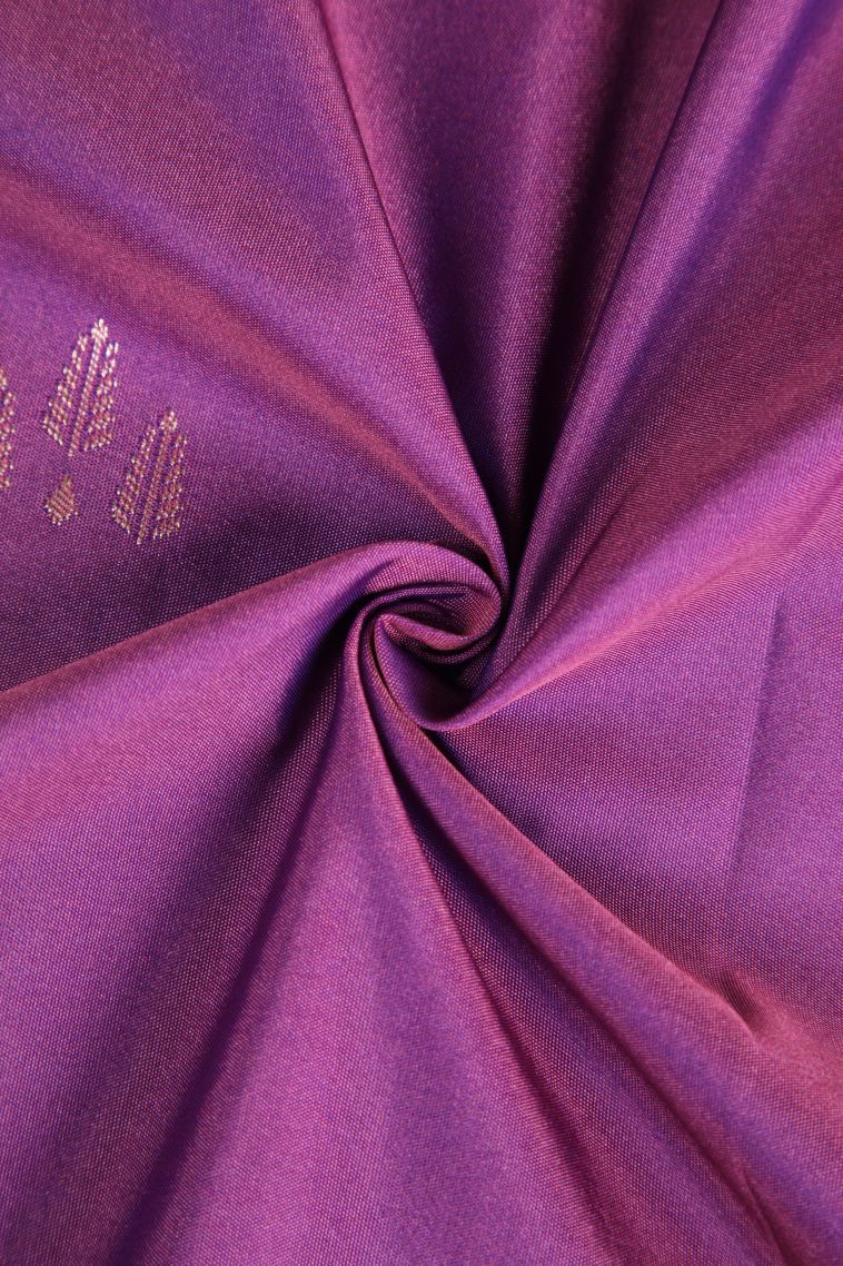 Bubble Purple Apoorva Silk Sarees with Copper Zari Floral Puttas view 4