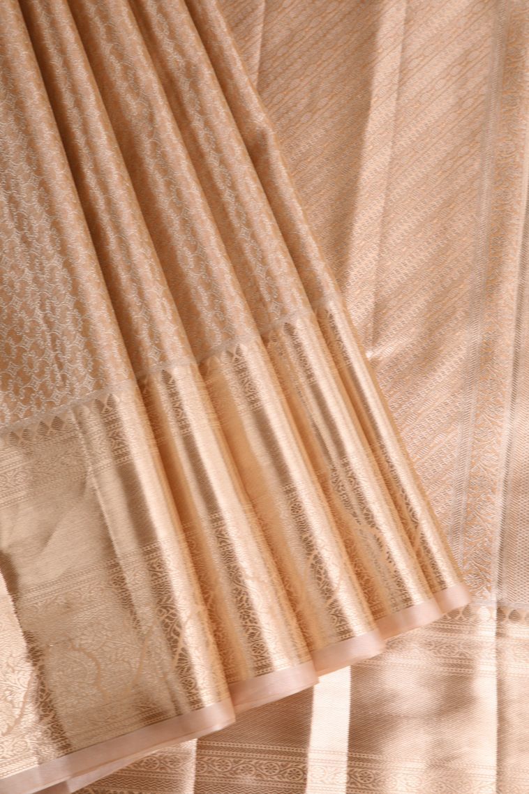 Vanilla Custard Yellow Tissue Silk Sarees with Gold Zari Floral Patterns view 1