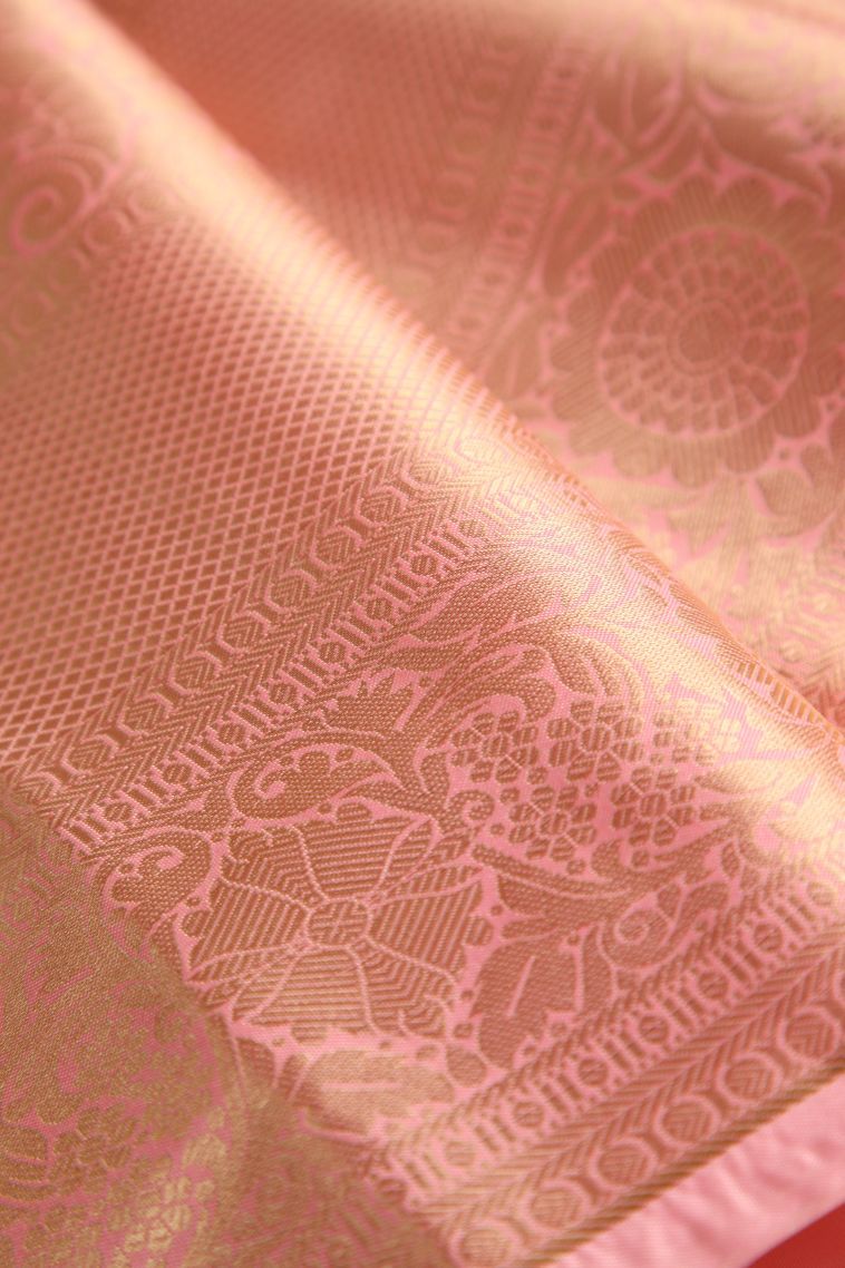 Caramel Brown Apoorva Silk Sarees with Gold Zari Floral Patterns view 4