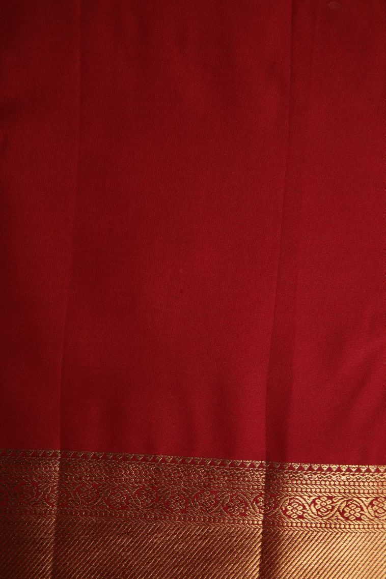 Cherry  Red Apoorva Silk Sarees with Gold Zari Floral Patterns view 3