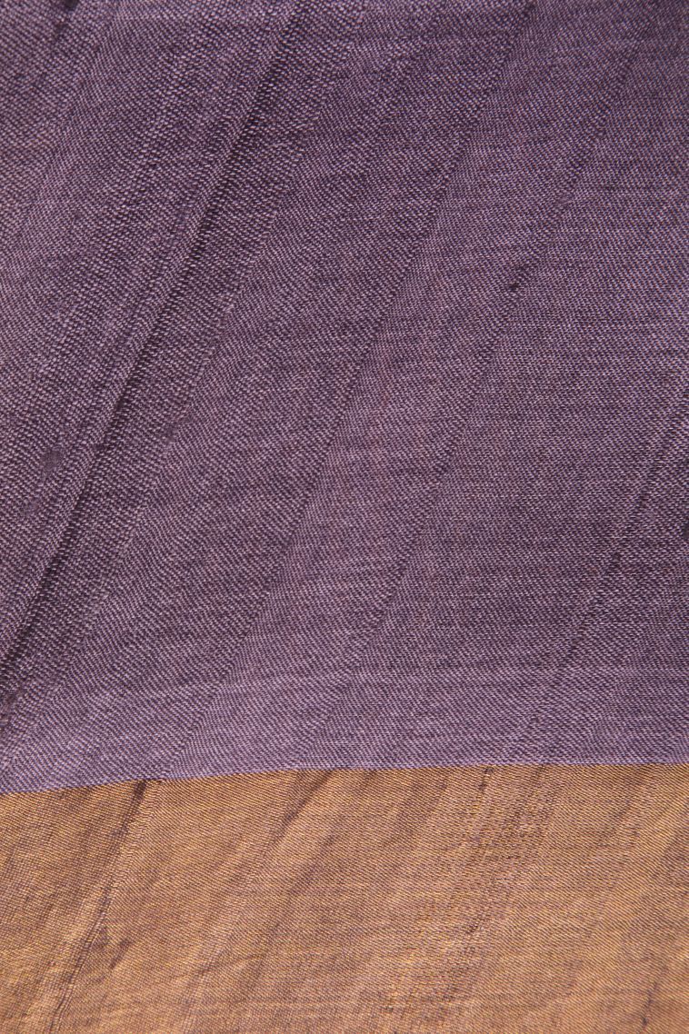 Heather Purple Tussar Saree with Gold Zari Floral Patterns view 3