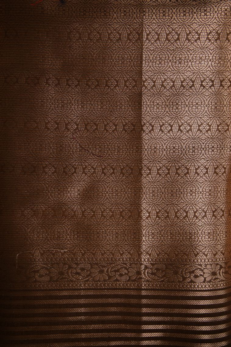 Tawny Brown Banaras Sarees with Gold Zari Birds Mottif view 3