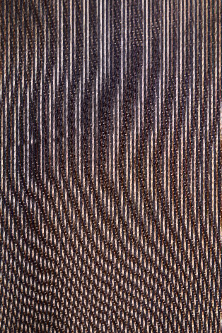 Navy Blue Semi Tussar Silk with Gold Zari Stripes view 3