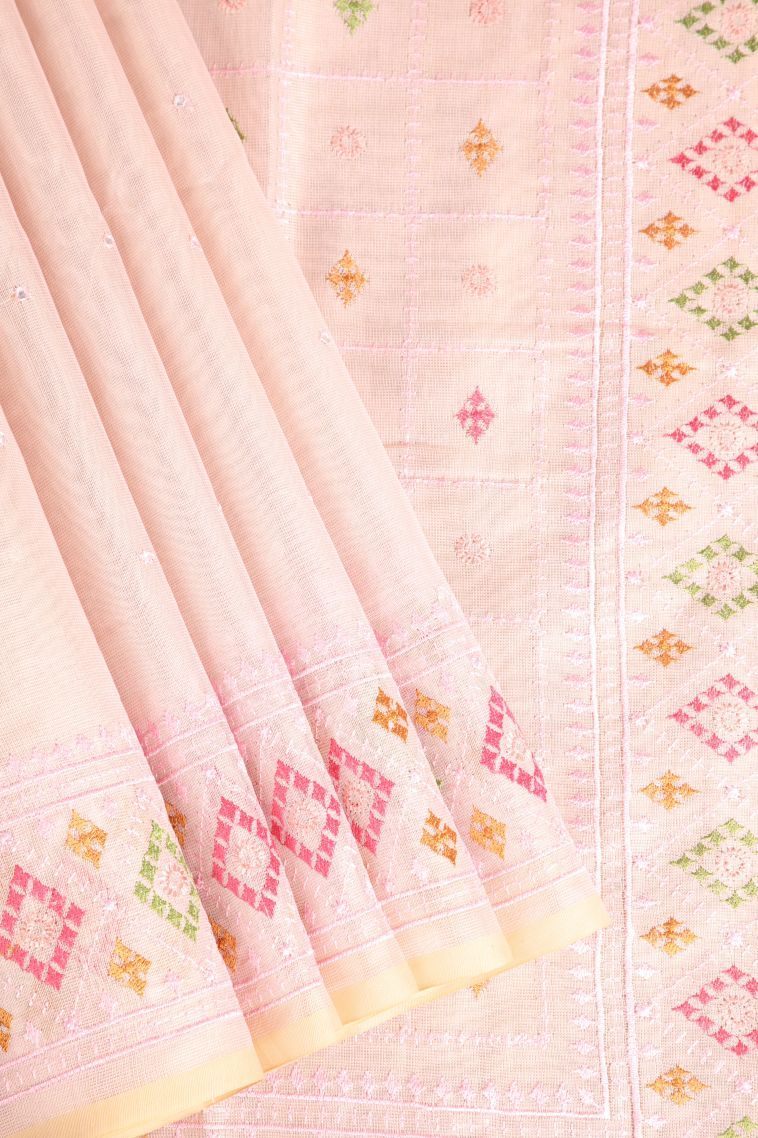 Lemonade Pink Tissue Silk Sarees with Without Zari Zari Plain view 1