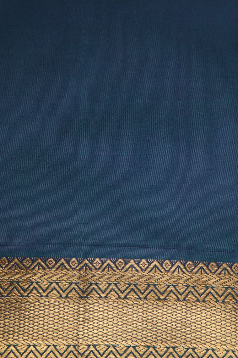 Cerulean Blue Apoorva Silk Sarees with Gold Zari Animal And Bird Motifs view 3