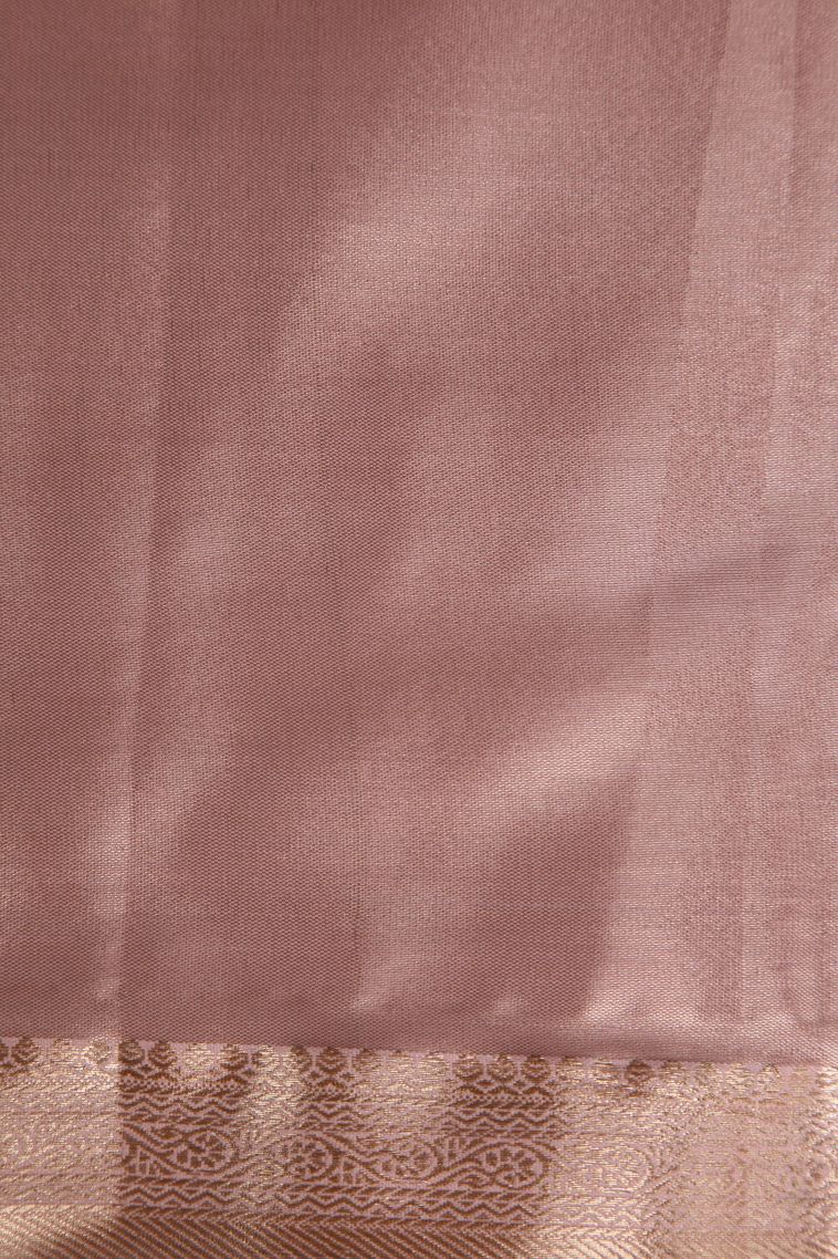 Lemonade Pink Tissue Silk Sarees with Gold Zari Floral Patterns view 3