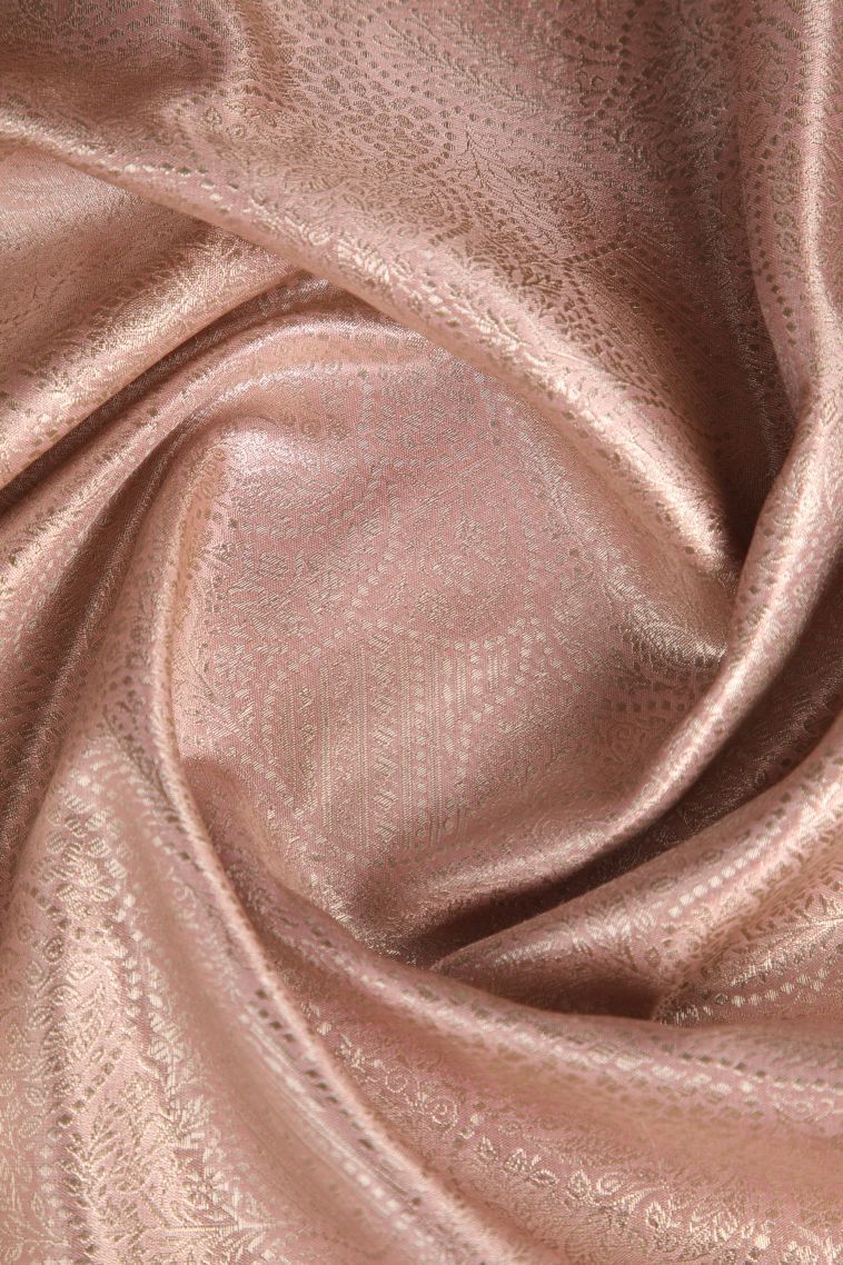 Lemonade Pink Tissue Silk Sarees with Gold Zari Floral Patterns view 4