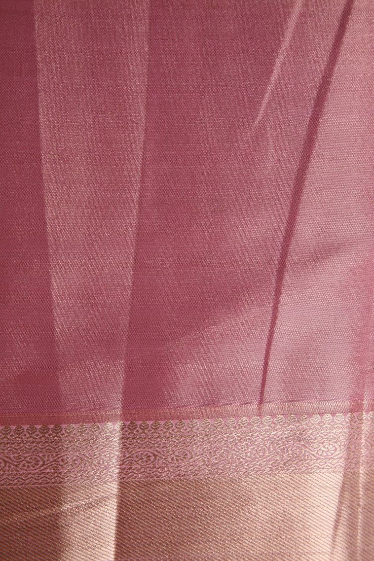 Ballet Pink Tissue Silk Sarees with Gold Zari Floral Patterns view 3