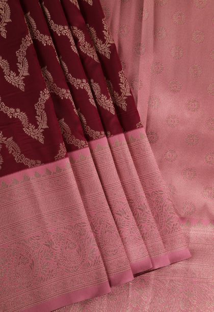 Bindi Red Apoorva Silk Sarees with Gold Zari Kodi Pattern