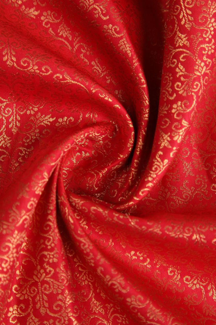 Candy Red Apoorva Silk Sarees with Gold Zari Floral Patterns view 4