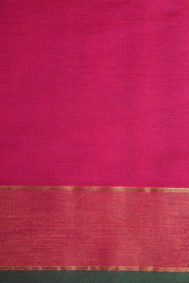 Magenta  Pink Chettinad Cotton Sarees with Without Zari Zari Buttis (small Dots Or Motifs) view 3