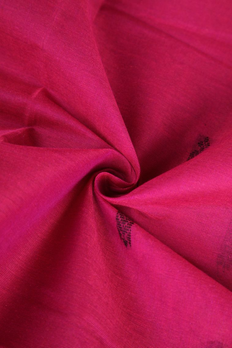 Magenta  Pink Chettinad Cotton Sarees with Without Zari Zari Buttis (small Dots Or Motifs) view 4