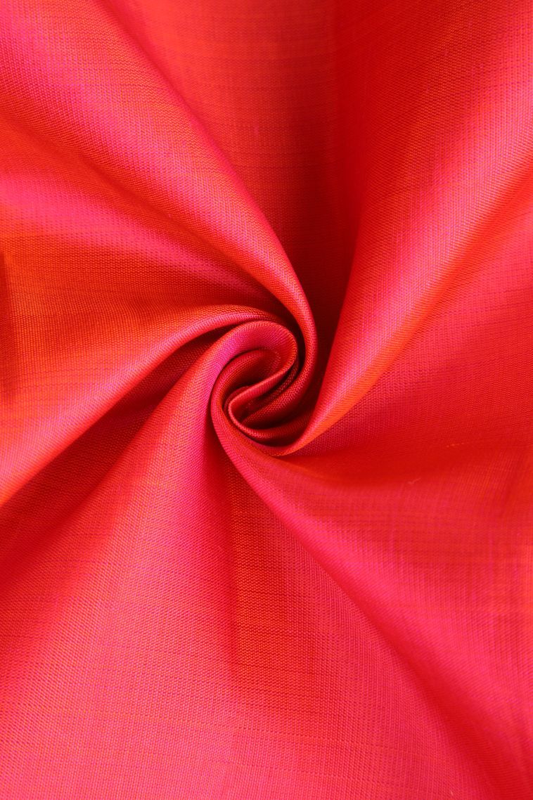 Hot Pink Kanchipuram Silk Sarees with Gold Zari Plain view 4