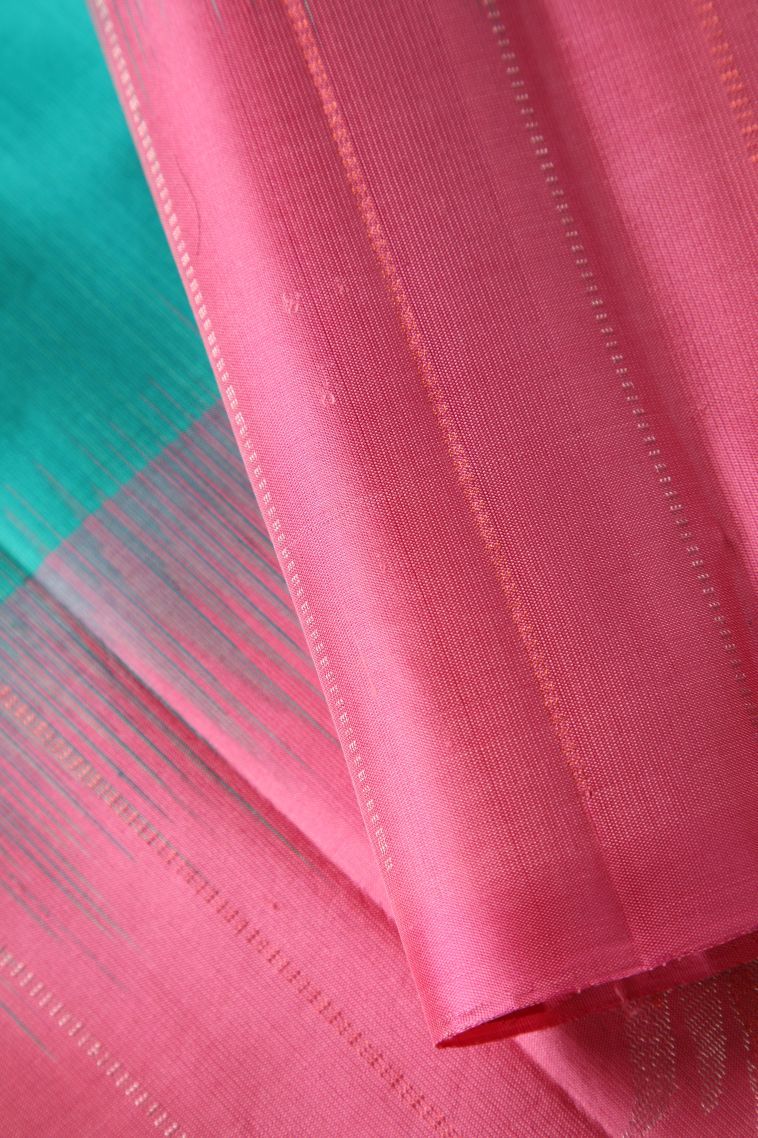 Sky Blue Soft Silk Saree with Silver Zari Floral Patterns view 4