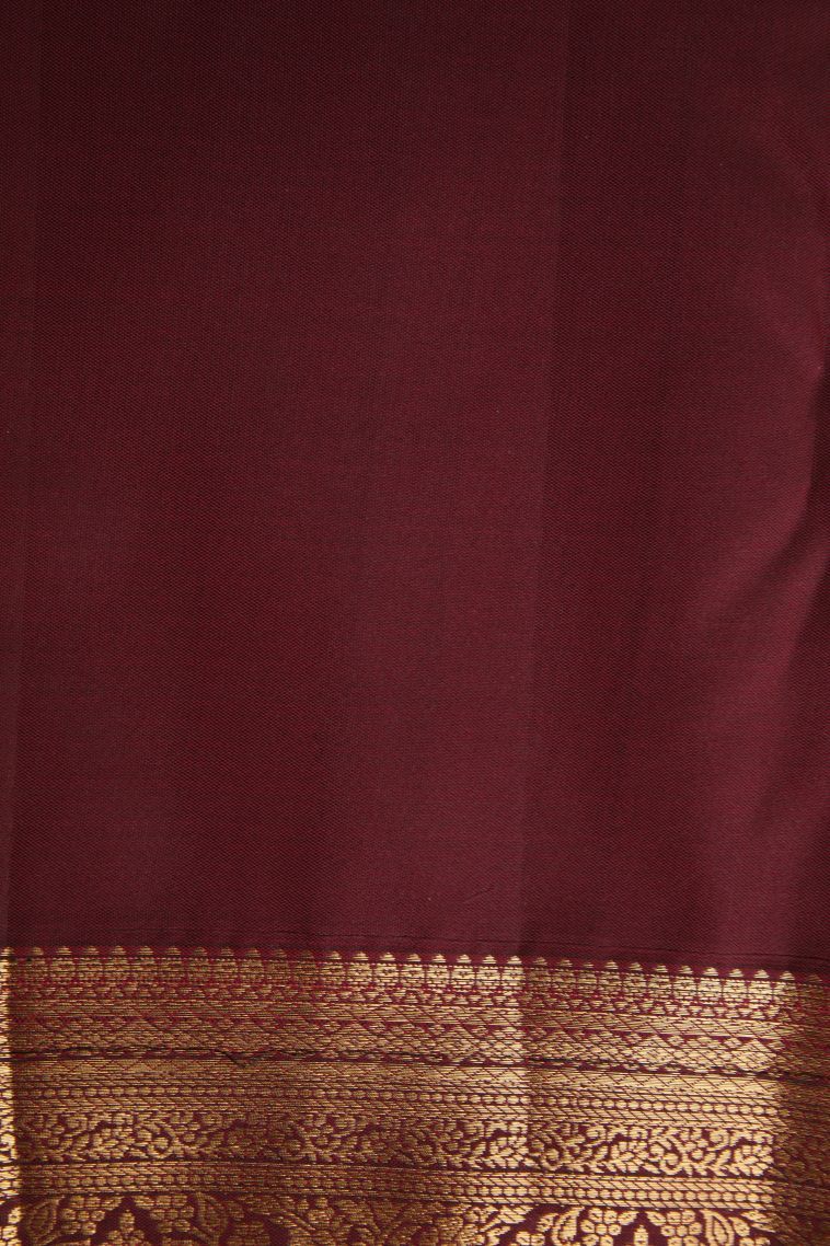 Berry Red Apoorva Silk Sarees with Gold Zari Floral Puttas view 3