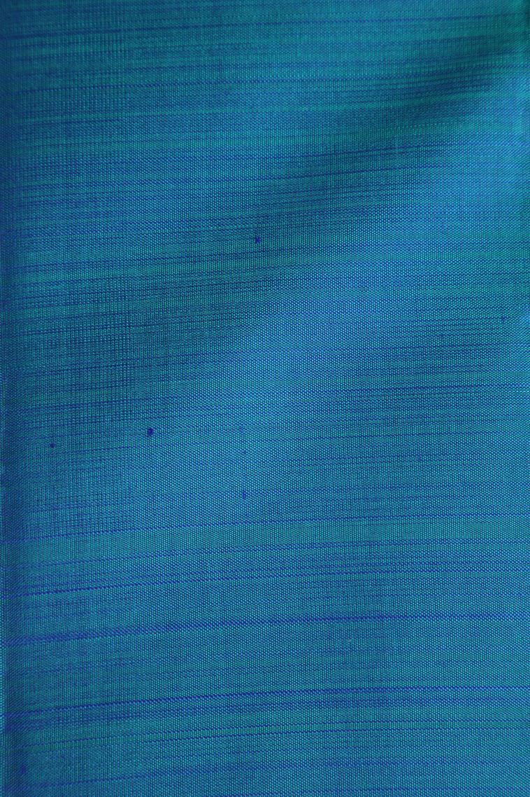 Aegean Blue Kanchipuram Silk Sarees with Antic Zari Geometric Shapes view 3