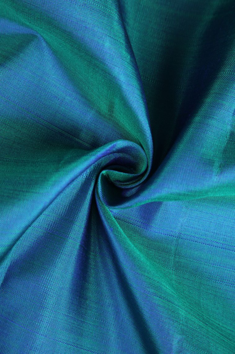 Aegean Blue Kanchipuram Silk Sarees with Antic Zari Geometric Shapes view 4