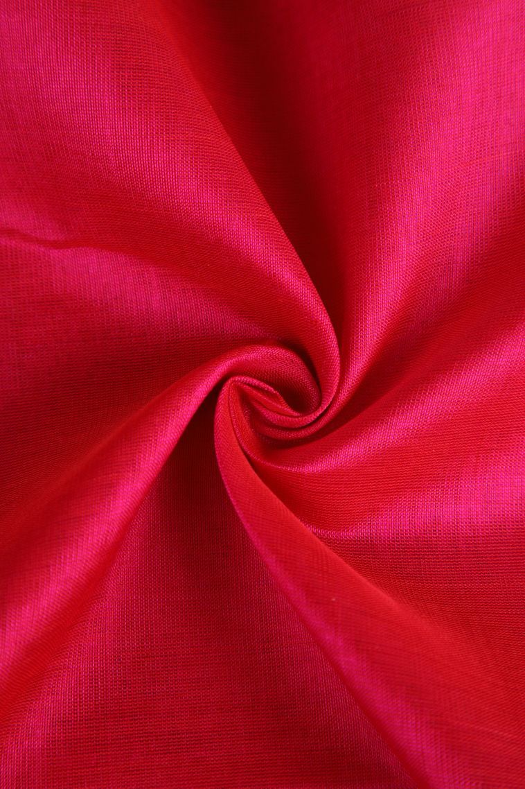 Hot Pink Silk Cotton with Gold Zari Plain view 4